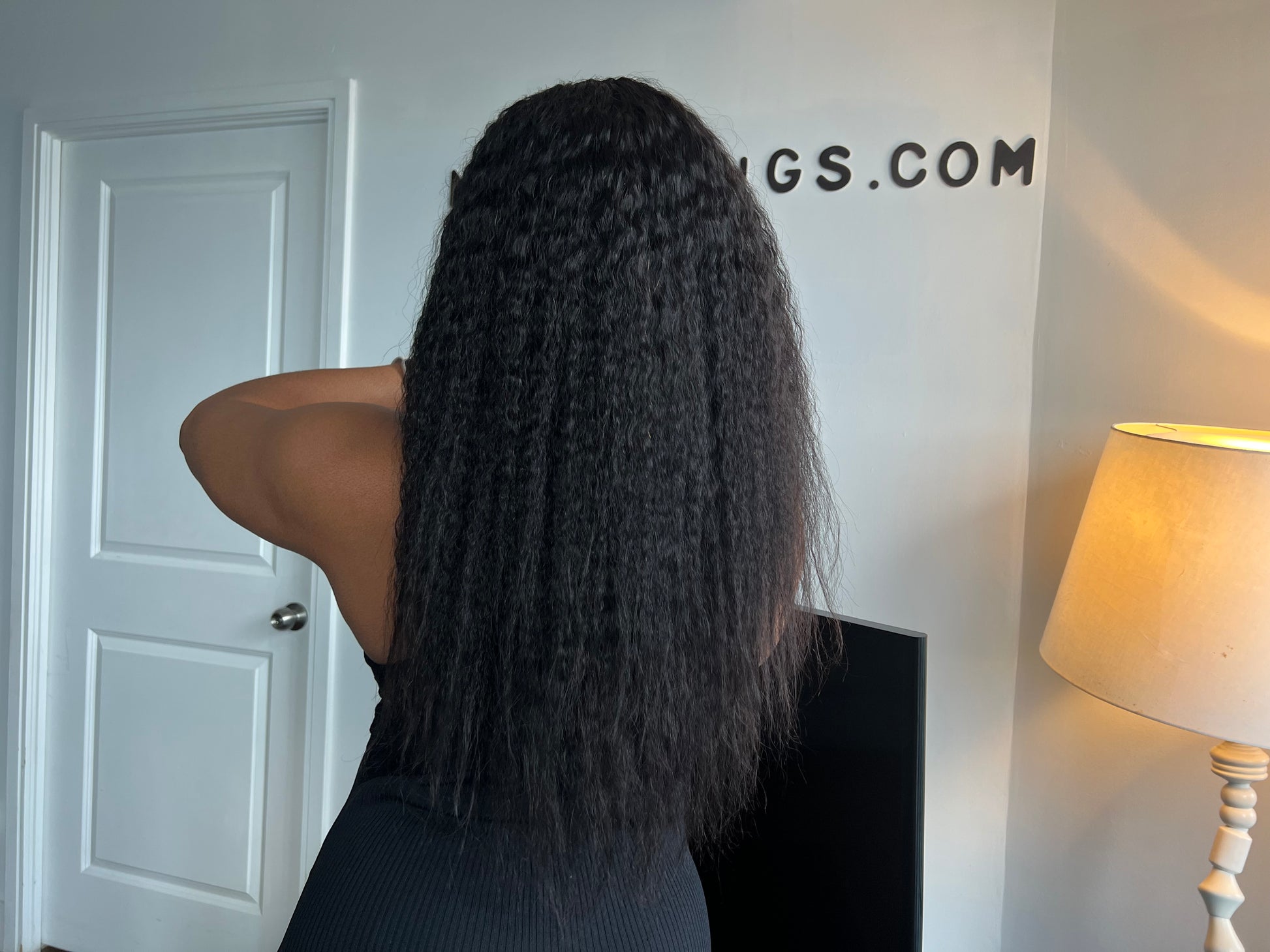 Kinky Straight Headband Band fall Wig, Natural 1B Black colour, with spandex head band, Small, Medium Large Size with Premium Virgin Human Hair 18 inches with wig combs- Kinky Curly Wig, Human Hair Wigs Mississauga, Ontario.