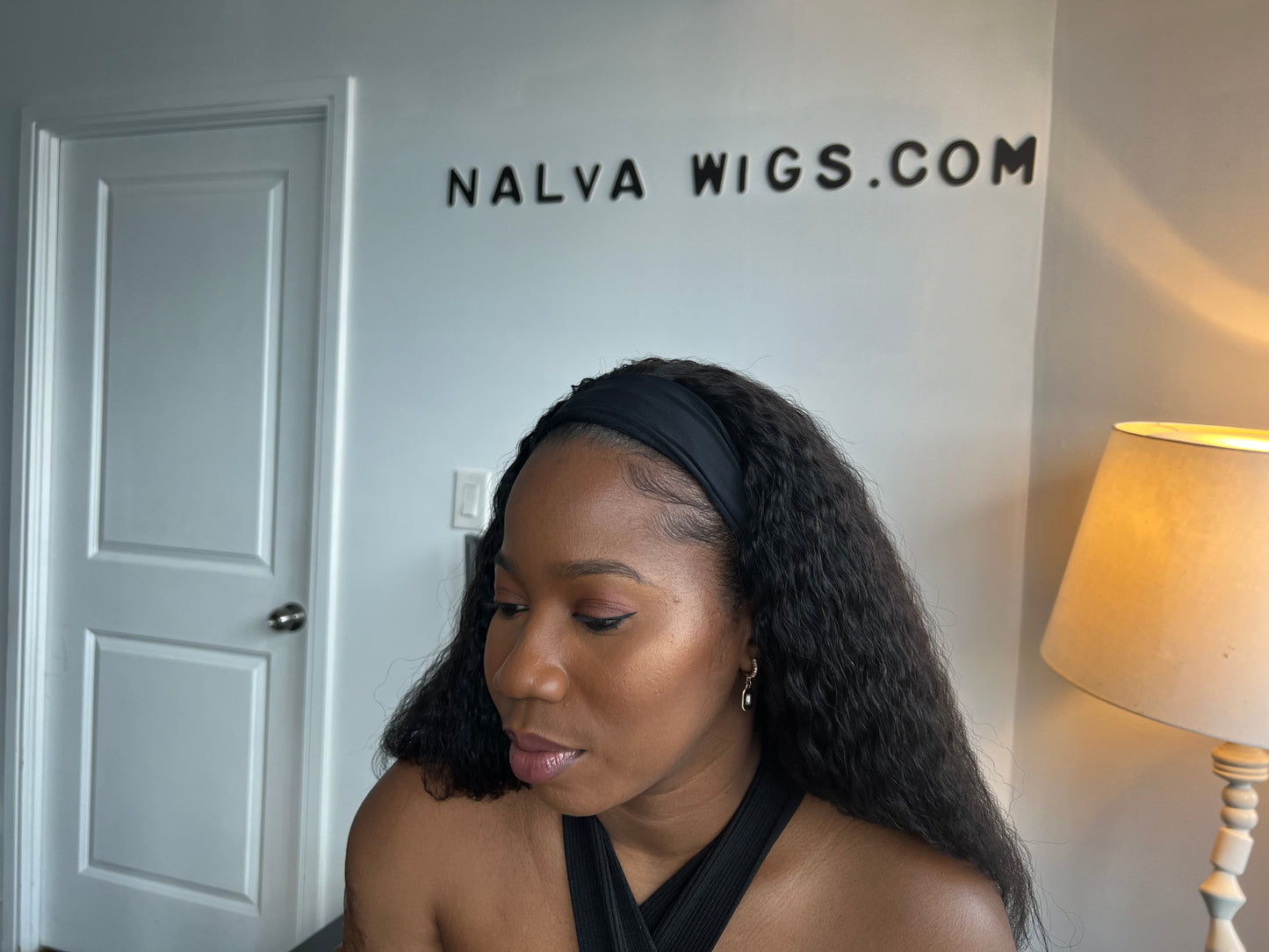 Kinky Straight Headband Band fall Wig, Natural 1B Black colour, with spandex head band, Small, Medium Large Size with Premium Virgin Human Hair 16 inches 18 inches 20 inches with wig combs- Kinky Curly Wig, Human Hair Wigs Mississauga, Ontario.