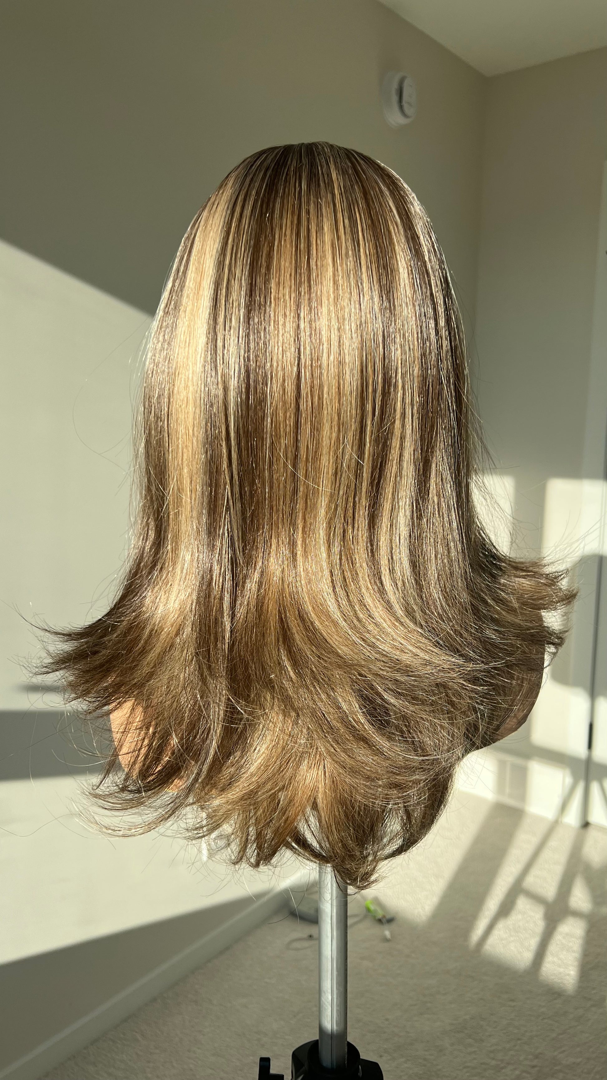 Light Brown Human Hair HD Lace Frontal Wig with Blonde Baby Highlights | HD Lace Frontal | Medical Wig, Alopecia Wigs, Breathable Wigs, Custom Bespoke wig, Short and Beginner Friendly | Winnipeg, Manitoba, Canada. | Winnipeg Wig shop. Synthetic Wig