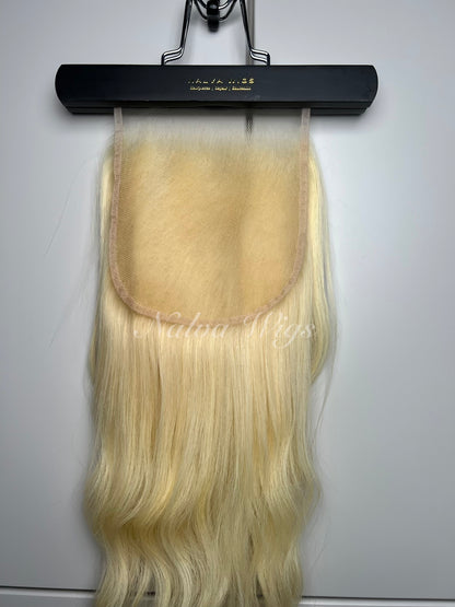 Real High Definition HD Swiss Lace 6 inch by 6 inch Blonde 613 Human Hair closure 