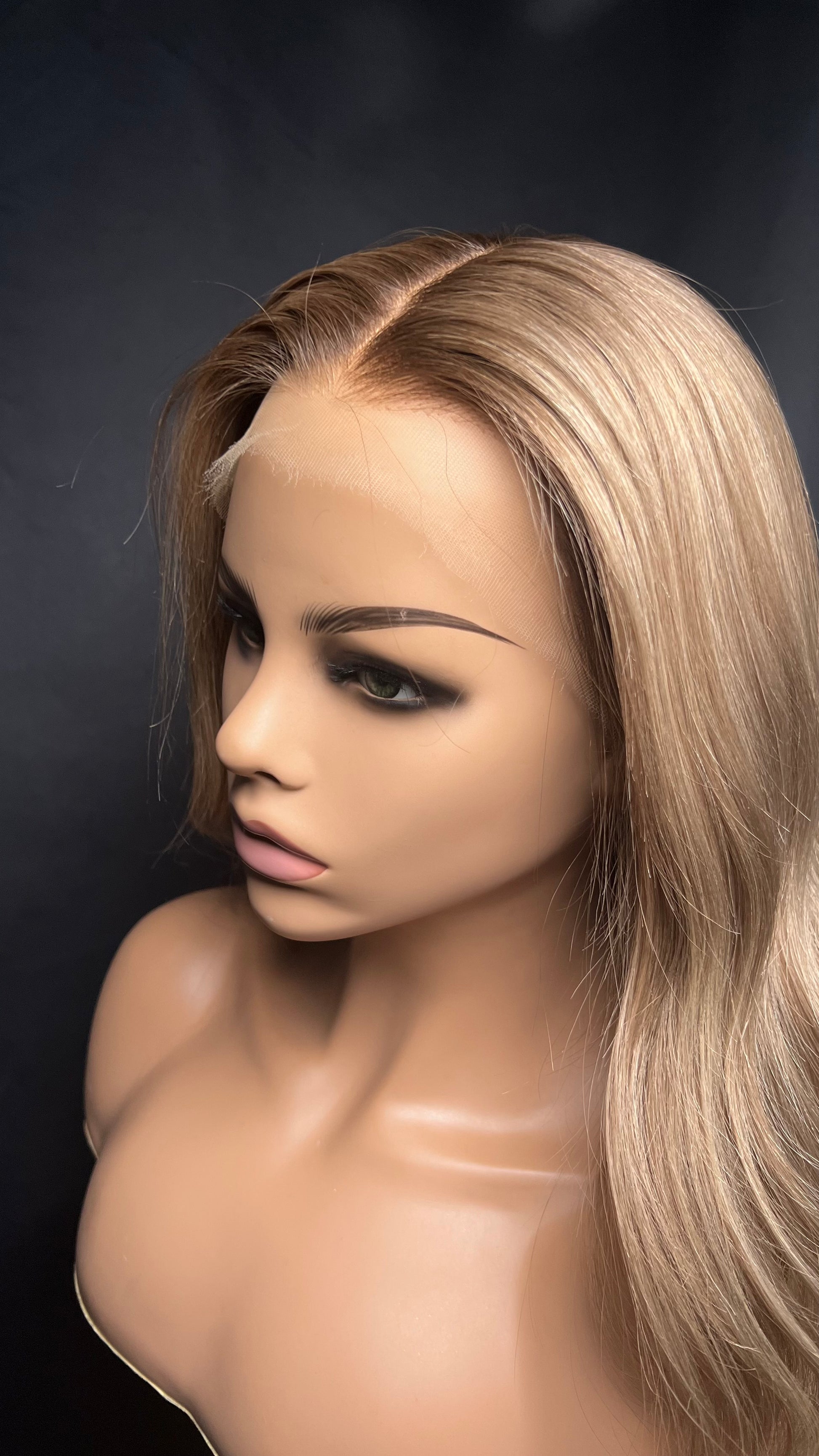 Light Brown Human Hair HD Lace Frontal Wig with Blonde Baby Highlights | HD Lace Frontal | Medical Wig, Alopecia Wigs, Breathable Wigs, Custom Bespoke wig, Short and Beginner Friendly | Winnipeg, Manitoba, Canada. | Winnipeg Wig shop. Synthetic Wig