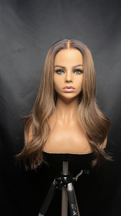 Light Brown Human Hair HD Lace Frontal Wig with Blonde Baby Highlights | HD Lace Frontal | Medical Wig, Alopecia Wigs, Breathable Wigs, Custom Bespoke wig, Short and Beginner Friendly | Winnipeg, Manitoba, Canada. | Winnipeg Wig shop. Synthetic Wig