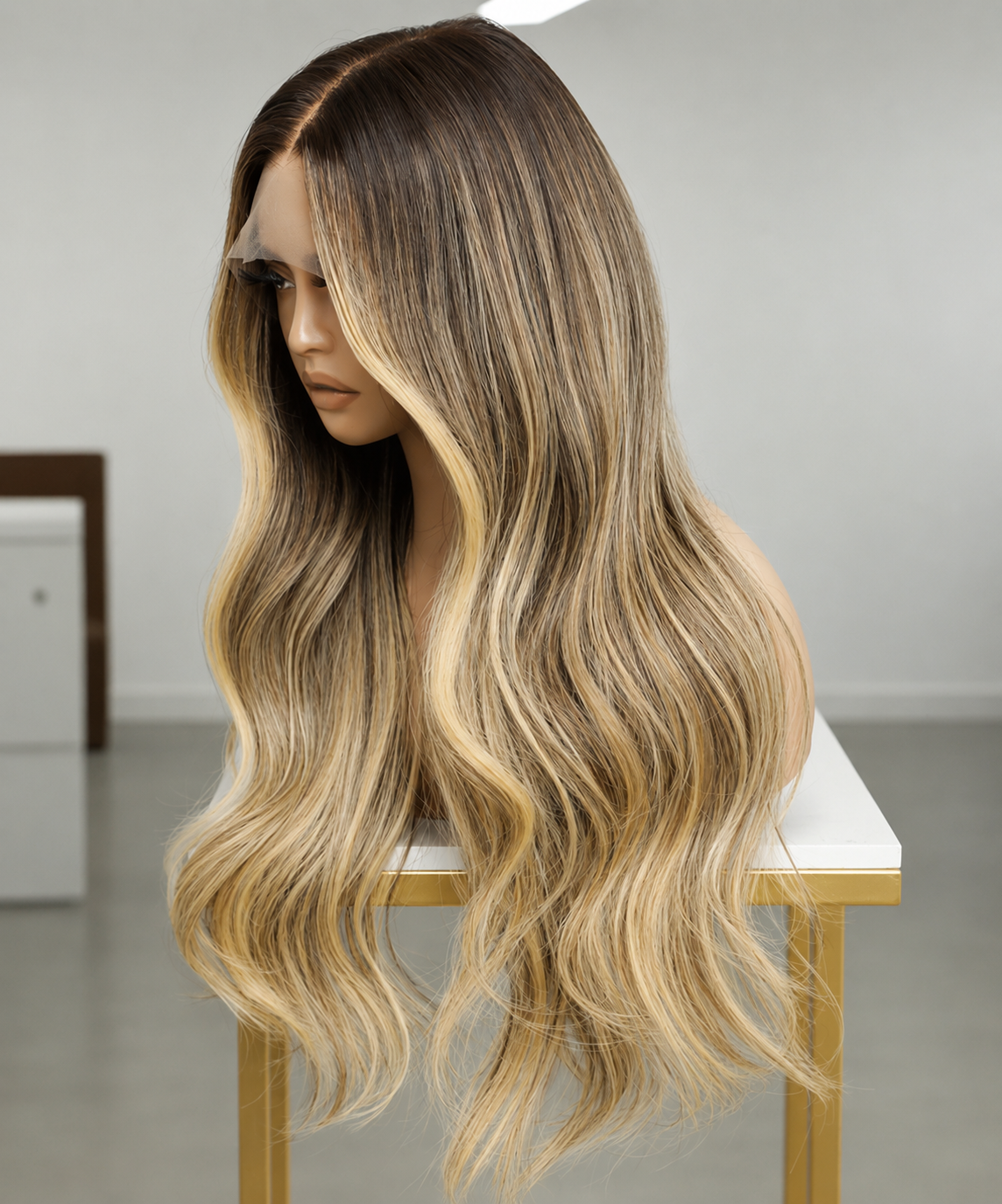 Light Brown Human Hair HD Lace Frontal Wig with Blonde Baby Highlights | HD Lace Frontal | Medical Wig, Alopecia Wigs, Breathable Wigs | Natural Black | Custom Bespoke wig, Short and Beginner Friendly | Winnipeg, Manitoba, Canada. | Winnipeg Wig shop. Synthetic Wig | Grey Gray Hair wig