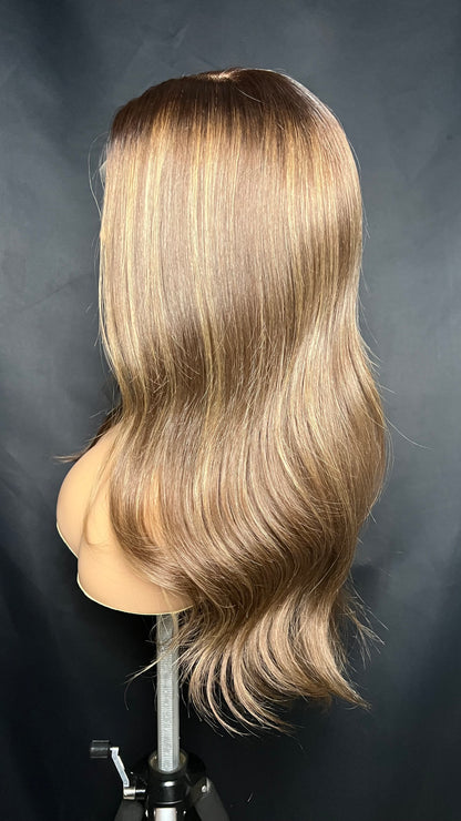 Light Brown Human Hair HD Lace Frontal Wig with Blonde Baby Highlights | HD Lace Frontal | Medical Wig, Alopecia Wigs, Breathable Wigs, Custom Bespoke wig, Short and Beginner Friendly | Winnipeg, Manitoba, Canada. | Winnipeg Wig shop. Synthetic Wig