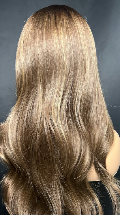 Light Brown Human Hair HD Lace Frontal Wig with Blonde Baby Highlights | HD Lace Frontal | Medical Wig, Alopecia Wigs, Breathable Wigs, Custom Bespoke wig, Short and Beginner Friendly | Winnipeg, Manitoba, Canada. | Winnipeg Wig shop. Synthetic Wig