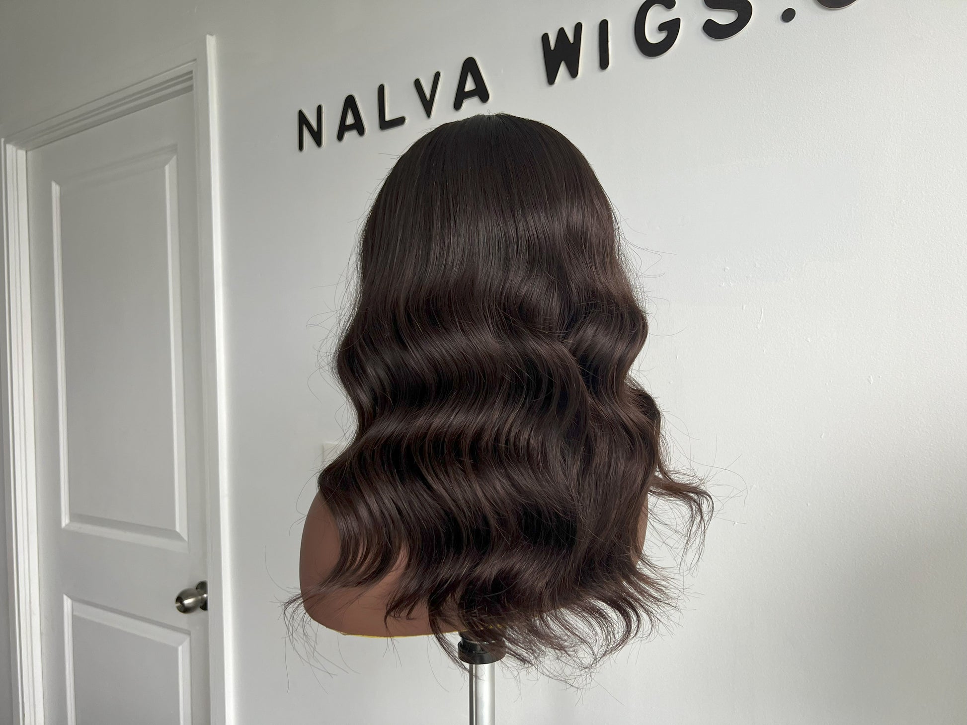 Luxury Lace Front wig crafted with Donor human hair. Light weight and beginner friendly. Details are 16” inches, Natural Dark Brown Hair Lace Closure, 180% Density. Mississauga, Ontario.