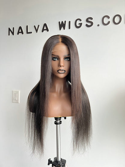 Luxury Lace Front wig made with single donor human hair. Light weight and beginner friendly. Details are 22” inches, Natural Dark Brown Hair Lace Closure, 180% Density. Mississauga, Ontario