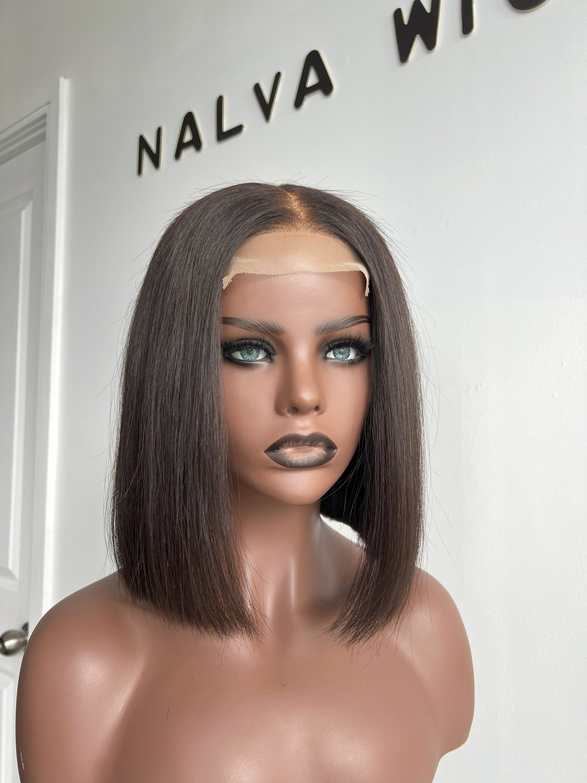 Luxury Bob Lace Front wig crafted with premium virgin human hair. Light weight and beginner friendly. Details are 12” inches, Natural Dark Brown Hair Lace Closure, 180% Density. Mississauga, Ontario