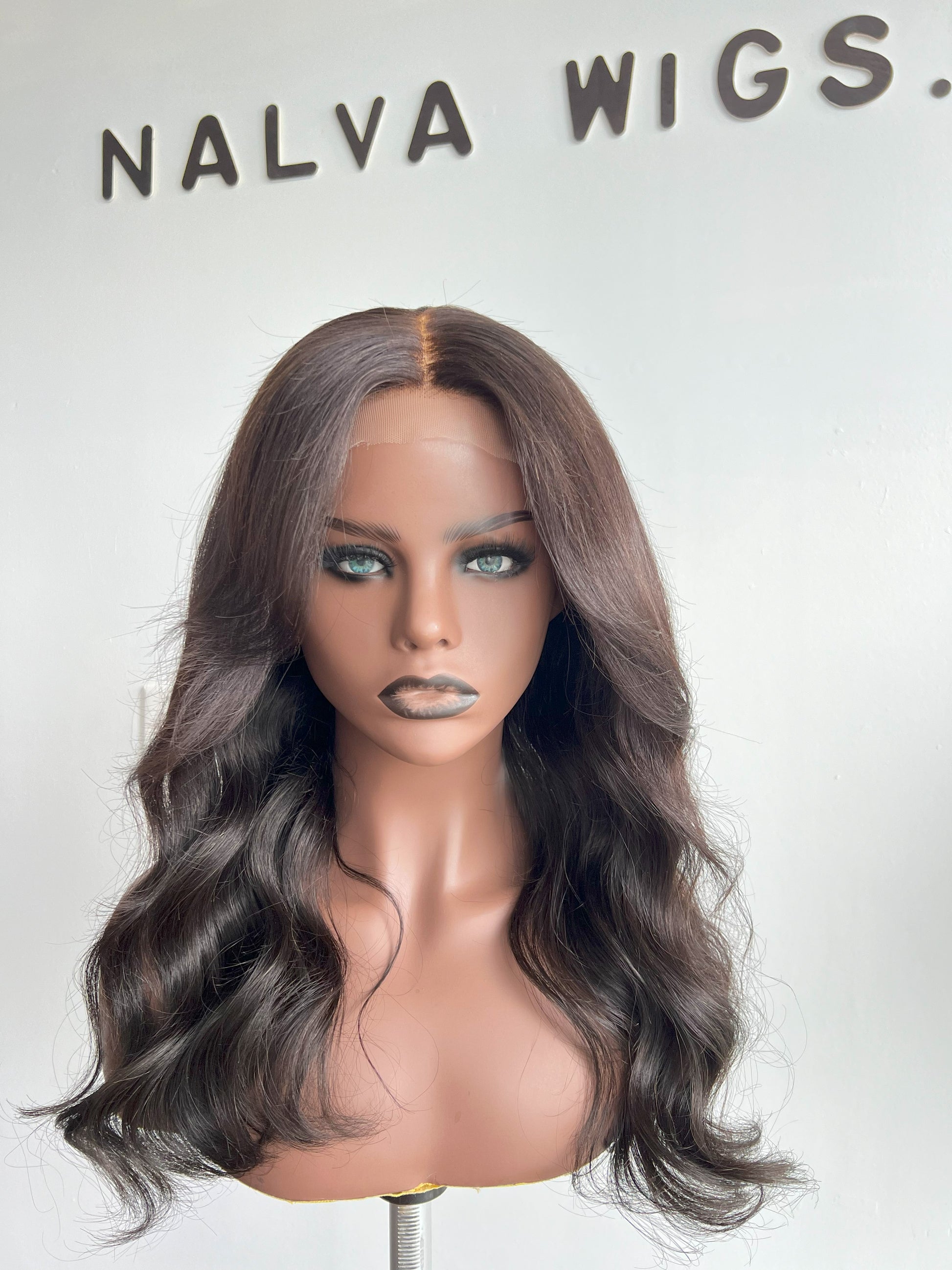 Luxury Lace Front wig crafted with virgin human hair. Light weight and beginner friendly. Details are 20” inches, Natural Dark Brown Hair Lace Closure, 180% Density. Mississauga, Ontario