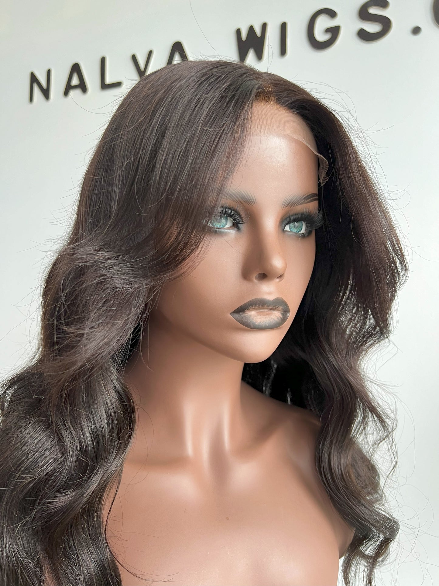 Luxury Lace Front wig crafted with virgin human hair. Light weight and beginner friendly. Details are 20” inches, Natural Dark Brown Hair Lace Closure, 180% Density. Mississauga, Ontario