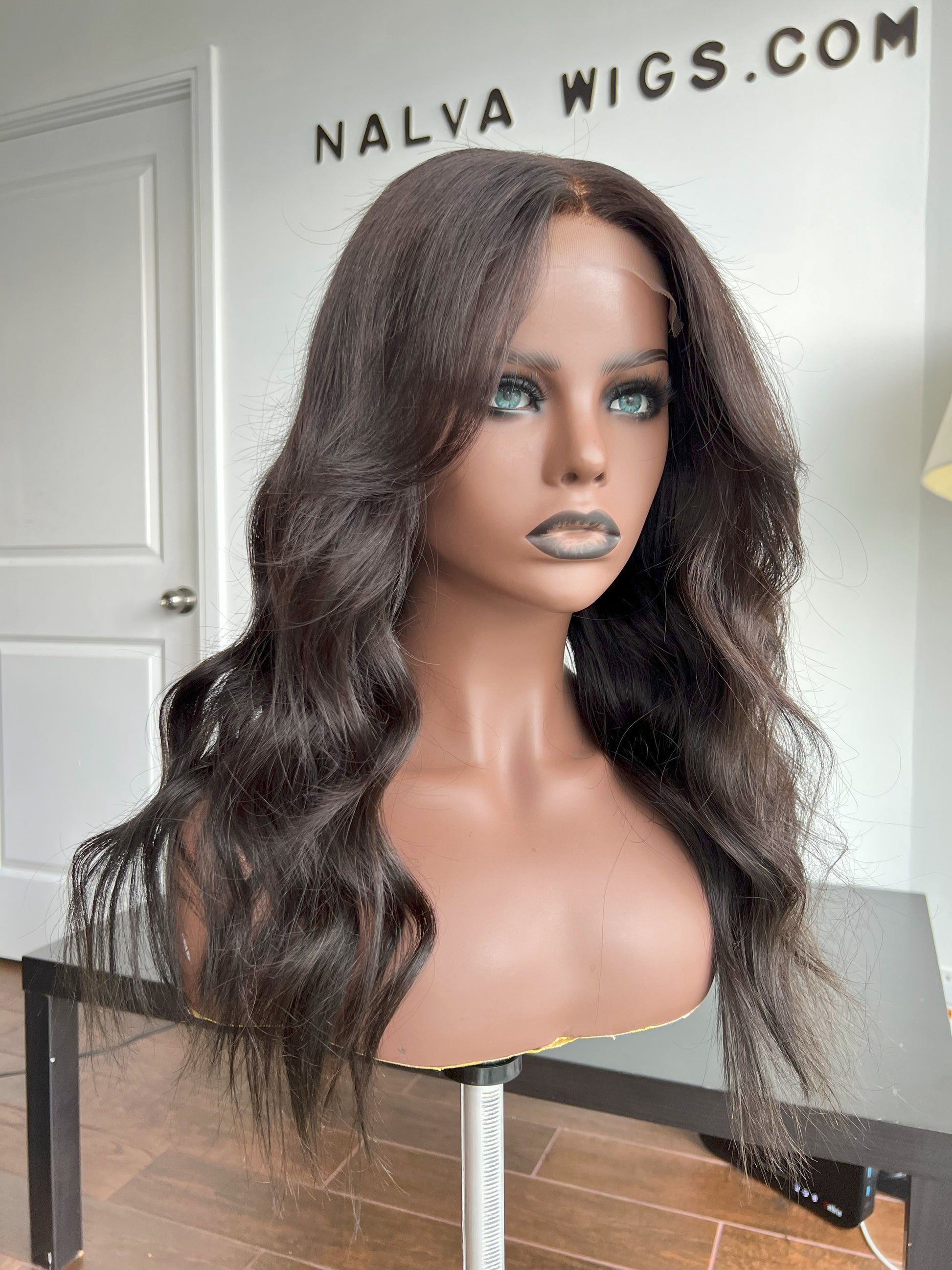 Luxury Lace Front wig crafted with virgin human hair. Light weight and beginner friendly. Details are 20” inches, Natural Dark Brown Hair Lace Closure, 180% Density. Mississauga, Ontario