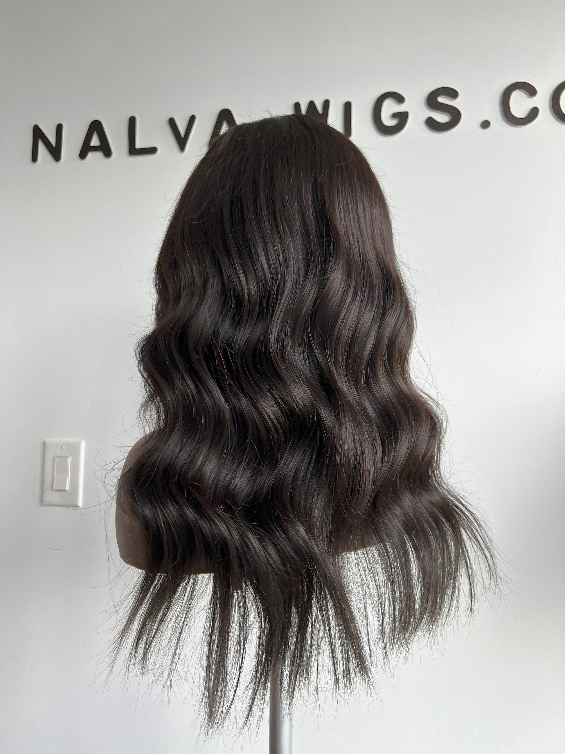 Luxury Lace Front wig crafted with virgin human hair. Light weight and beginner friendly. Details are 20” inches, Natural Dark Brown Hair Lace Closure, 180% Density. Mississauga, Ontario