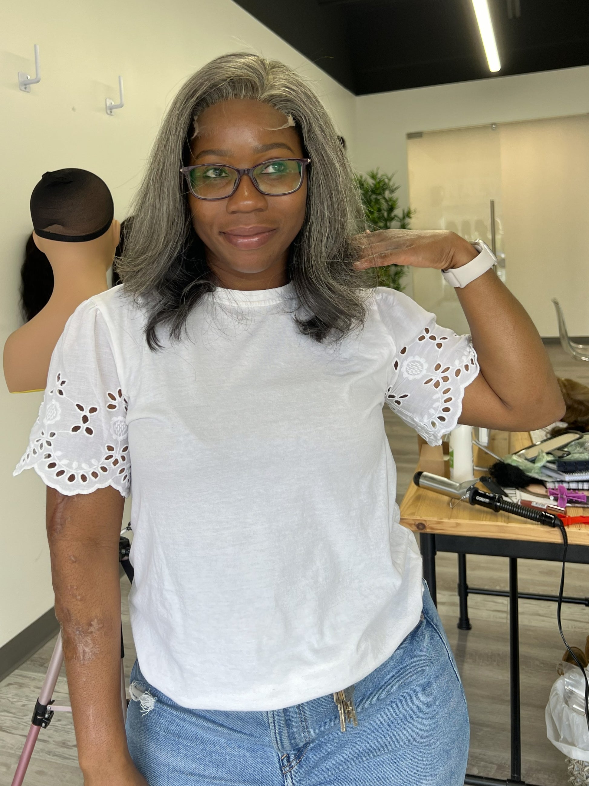 Light Brown Human Hair HD Lace Frontal Wig with Blonde Baby Highlights | HD Lace Frontal | Medical Wig, Alopecia Wigs, Breathable Wigs | Natural Black | Custom Bespoke wig, Short and Beginner Friendly | Winnipeg, Manitoba, Canada. | Winnipeg Wig shop. Synthetic Wig | Grey Gray Hair wig
