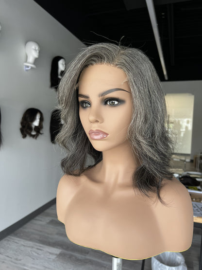 Light Brown Human Hair HD Lace Frontal Wig with Blonde Baby Highlights | HD Lace Frontal | Medical Wig, Alopecia Wigs, Breathable Wigs | Natural Black | Custom Bespoke wig, Short and Beginner Friendly | Winnipeg, Manitoba, Canada. | Winnipeg Wig shop. Synthetic Wig | Grey Gray Hair wig