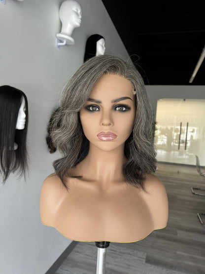 Light Brown Human Hair HD Lace Frontal Wig with Blonde Baby Highlights | HD Lace Frontal | Medical Wig, Alopecia Wigs, Breathable Wigs | Natural Black | Custom Bespoke wig, Short and Beginner Friendly | Winnipeg, Manitoba, Canada. | Winnipeg Wig shop. Synthetic Wig | Grey Gray Hair wig