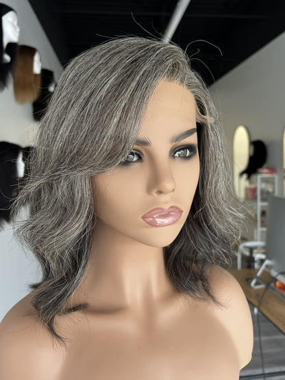 Light Brown Human Hair HD Lace Frontal Wig with Blonde Baby Highlights | HD Lace Frontal | Medical Wig, Alopecia Wigs, Breathable Wigs | Natural Black | Custom Bespoke wig, Short and Beginner Friendly | Winnipeg, Manitoba, Canada. | Winnipeg Wig shop. Synthetic Wig | Grey Gray Hair wig