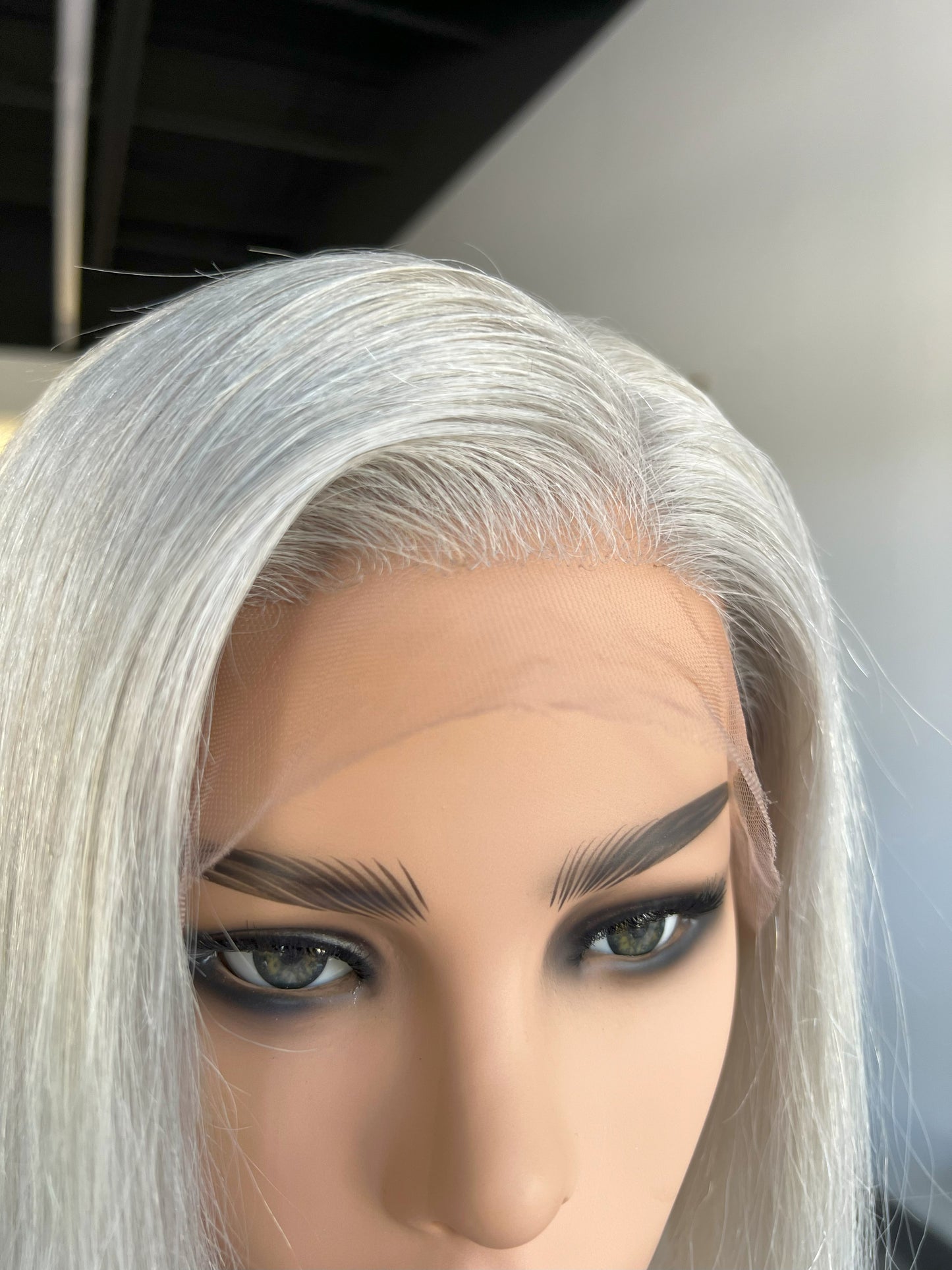 Luxury Lace Front wig crafted with Premium Virgin human hair. It is light weight and beginner friendly, 12” long with Silver Gray, 130% density, Premium Human Hair. Mississauga, Ontario