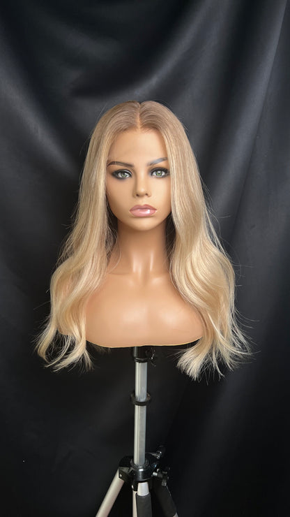 Light Brown Human Hair HD Lace Frontal Wig with Blonde Baby Highlights | HD Lace Frontal | Medical Wig, Alopecia Wigs, Breathable Wigs, Custom Bespoke wig, Short and Beginner Friendly | Winnipeg, Manitoba, Canada. | Winnipeg Wig shop. Synthetic Wig