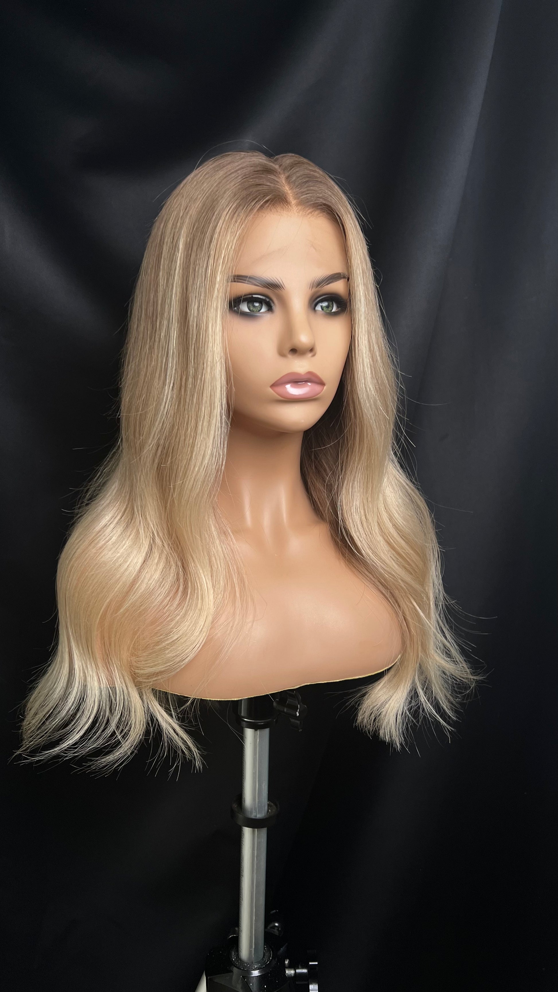 Light Brown Human Hair HD Lace Frontal Wig with Blonde Baby Highlights | HD Lace Frontal | Medical Wig, Alopecia Wigs, Breathable Wigs, Custom Bespoke wig, Short and Beginner Friendly | Winnipeg, Manitoba, Canada. | Winnipeg Wig shop. Synthetic Wig