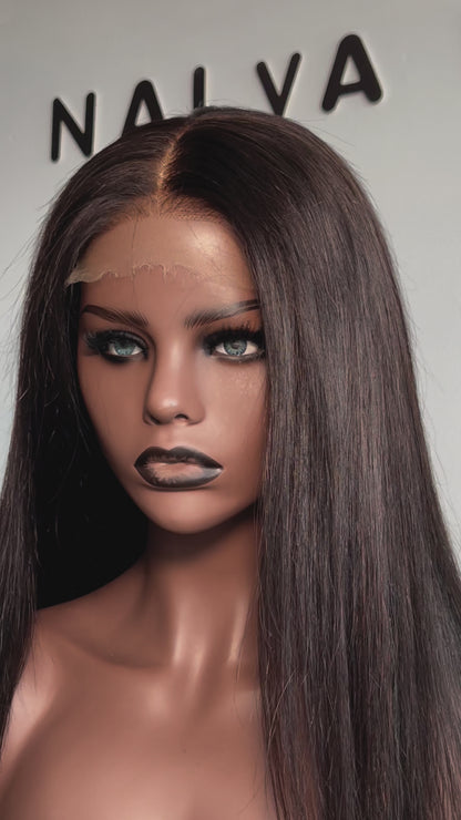 Luxury Lace Front wig made with single donor human hair. Light weight and beginner friendly. Details are 22” inches, Natural Dark Brown Hair Lace Closure, 180% Density. Mississauga, Ontario