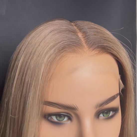 Light Brown Human Hair HD Lace Frontal Wig with Blonde Baby Highlights | HD Lace Frontal | Medical Wig, Alopecia Wigs, Breathable Wigs, Custom Bespoke wig, Short and Beginner Friendly | Winnipeg, Manitoba, Canada. | Winnipeg Wig shop. Synthetic Wig