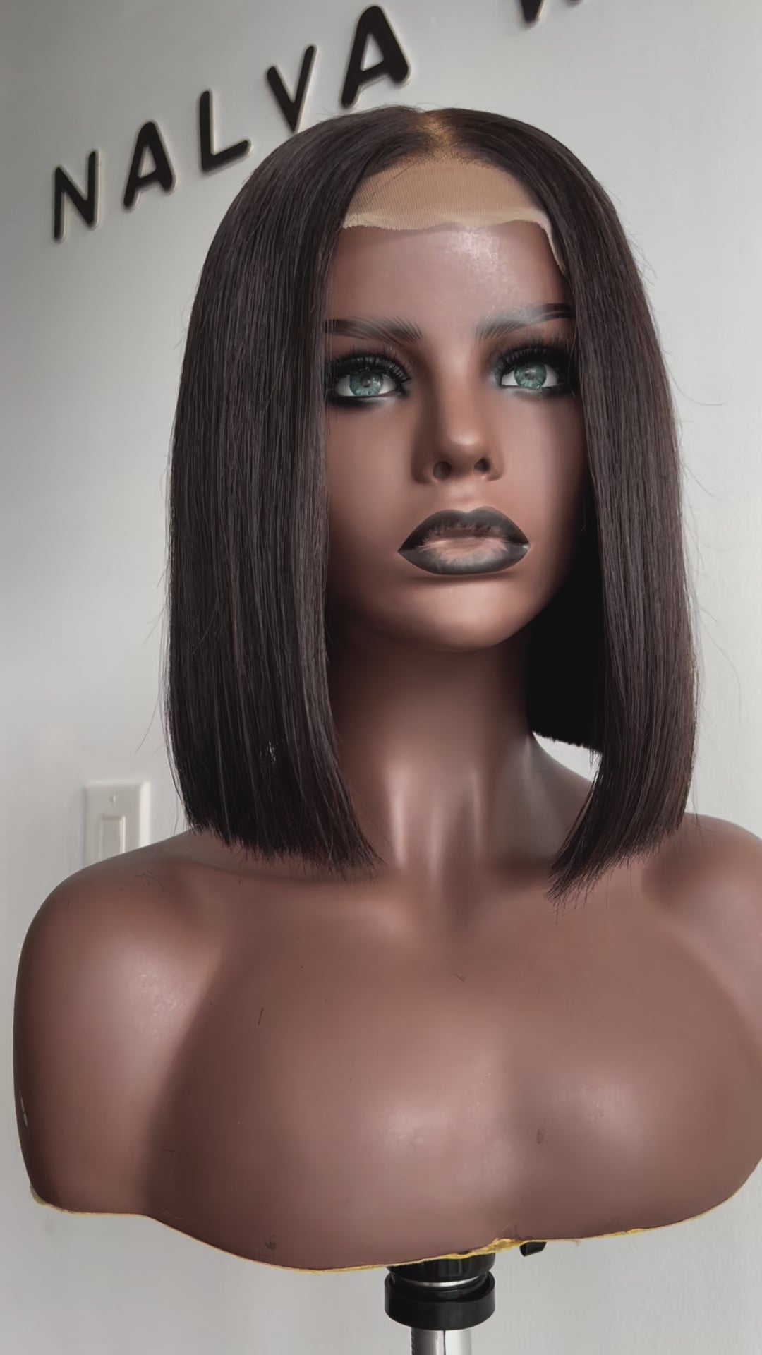 Luxury Bob Lace Front wig crafted with premium virgin human hair. Light weight and beginner friendly. Details are 12” inches, Natural Dark Brown Hair Lace Closure, 180% Density. Mississauga, Ontario