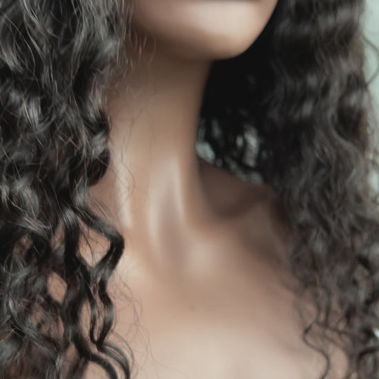 Luxury Curly Lace Front wig crafted with virgin human hair. Light weight and beginner friendly. Details are 18” inches, Natural Dark Brown Hair Lace Closure, 180% Density. Mississauga, Ontario