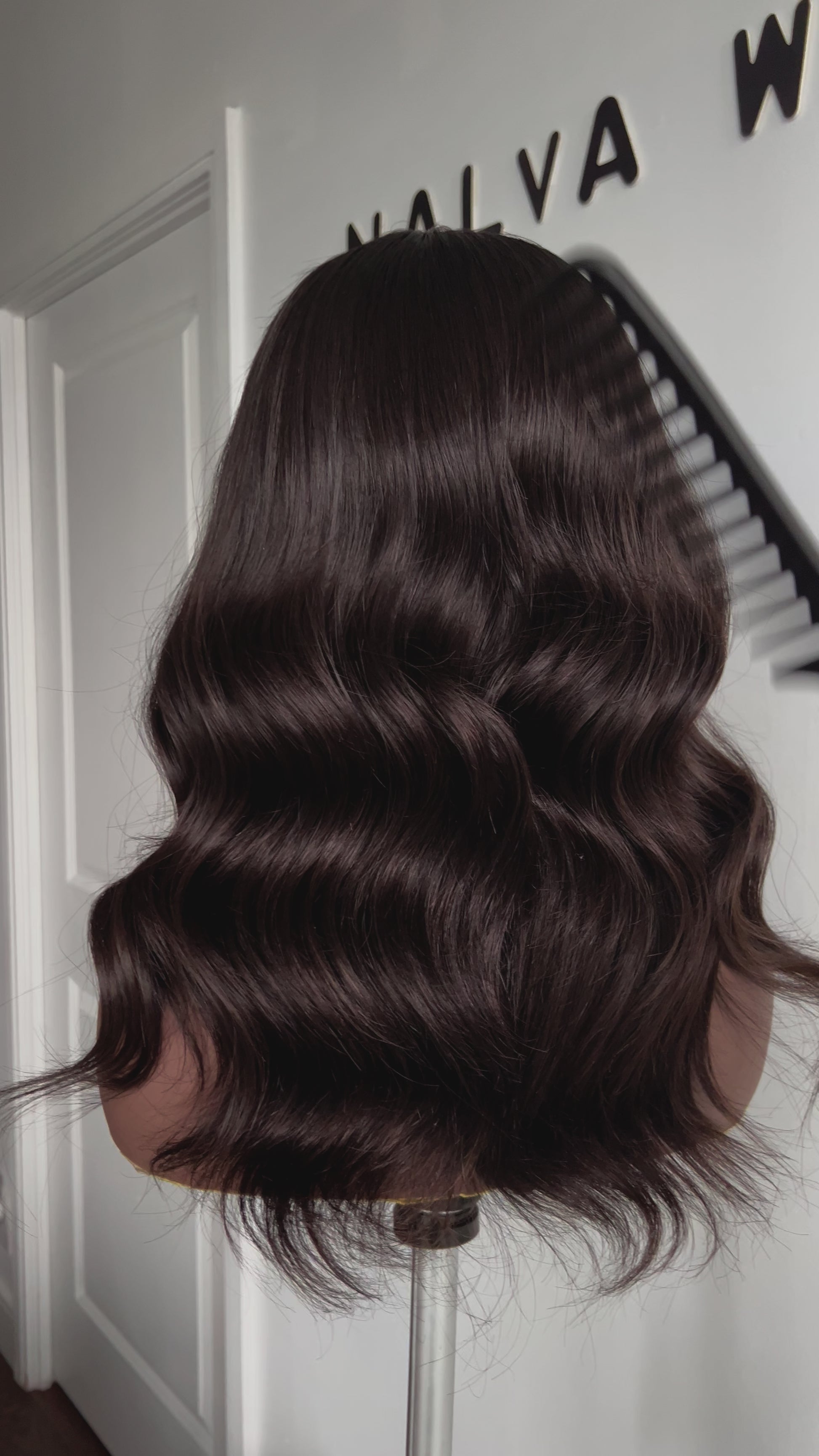 Luxury Lace Front wig crafted with Donor human hair. Light weight and beginner friendly. Details are 16” inches, Natural Dark Brown Hair Lace Closure, 180% Density. Mississauga, Ontario.