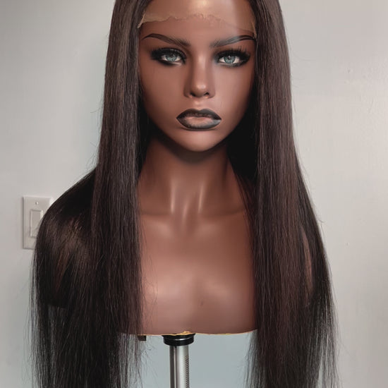 Luxury Lace Front wig made with single donor human hair. Light weight and beginner friendly. Details are 22” inches, Natural Dark Brown Hair Lace Closure, 180% Density. Mississauga, Ontario